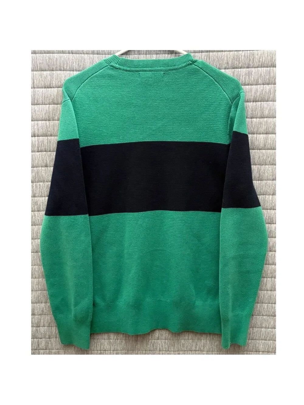 Banana Republic Knit Sweater Men's Large Kelly Green Navy Blue Preppy Classic